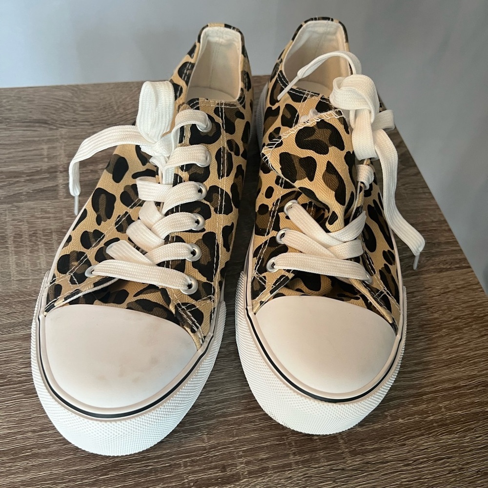 Leopard Print Sneakers with White Soles